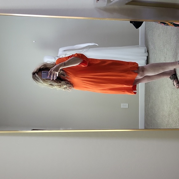 H&M Bright Vibrant Orange Sheath Shift 1/2 Sleeves Dress Plus Size Curvy Size 14 - Picture 5 of 12